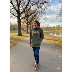 CABELA'S Women's Hoodie Green Pink Pullover Hooded Sweatshirt Cotton Blend 2X